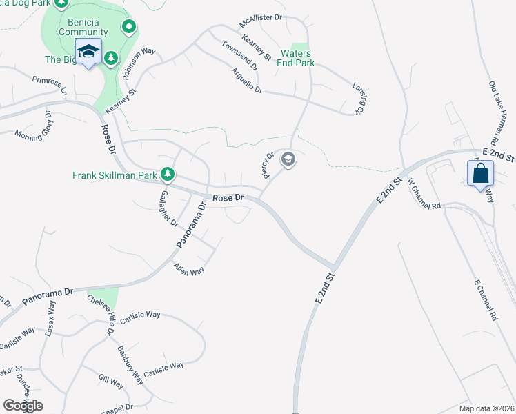 map of restaurants, bars, coffee shops, grocery stores, and more near 331 Columbia Circle in Benicia