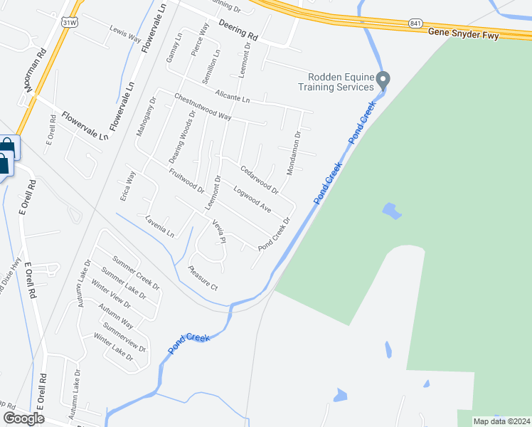 map of restaurants, bars, coffee shops, grocery stores, and more near 5402 Logwood Avenue in Louisville