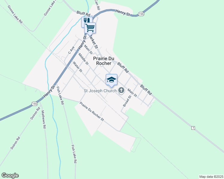 map of restaurants, bars, coffee shops, grocery stores, and more near 714 Middle Street in Prairie du Rocher