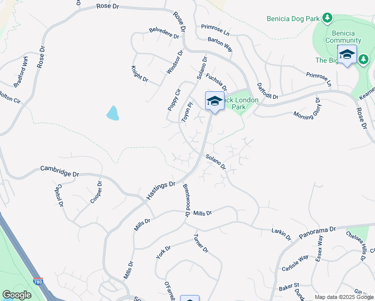 map of restaurants, bars, coffee shops, grocery stores, and more near 555 Willow Court in Benicia