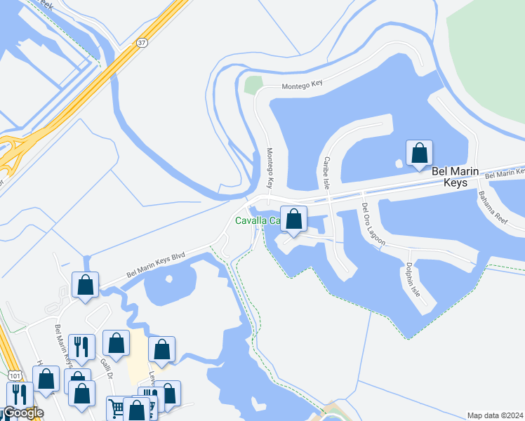 map of restaurants, bars, coffee shops, grocery stores, and more near 8 Bermuda Harbour in Novato