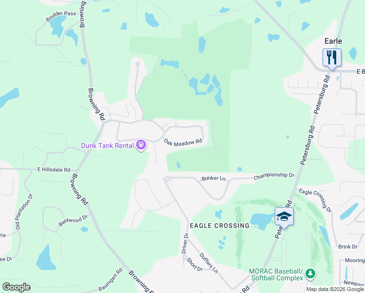 map of restaurants, bars, coffee shops, grocery stores, and more near 51 Oak Meadow Road in Evansville