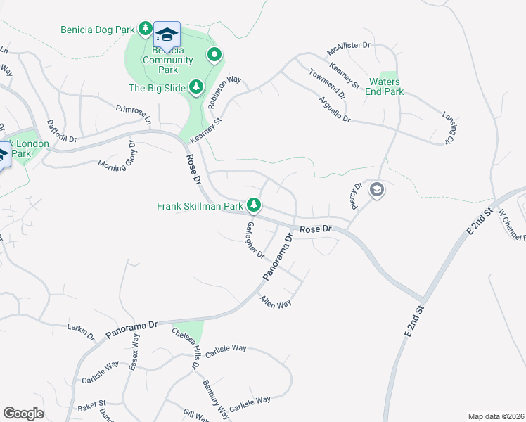 map of restaurants, bars, coffee shops, grocery stores, and more near 472 McCall Drive in Benicia