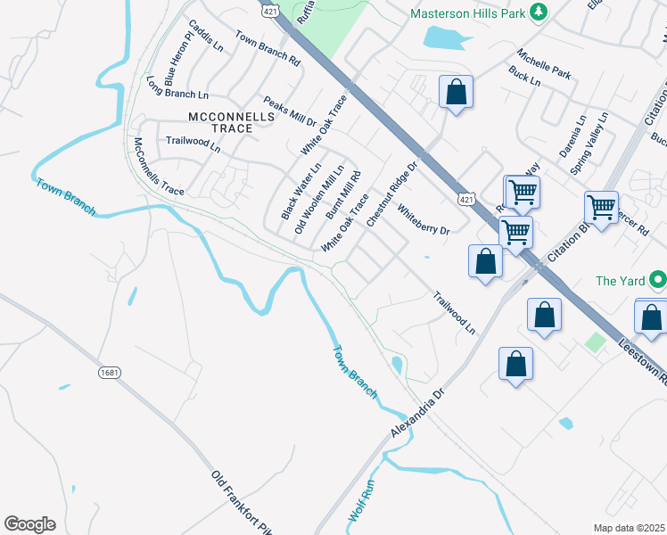 map of restaurants, bars, coffee shops, grocery stores, and more near 253 Chestnut Ridge Drive in Lexington