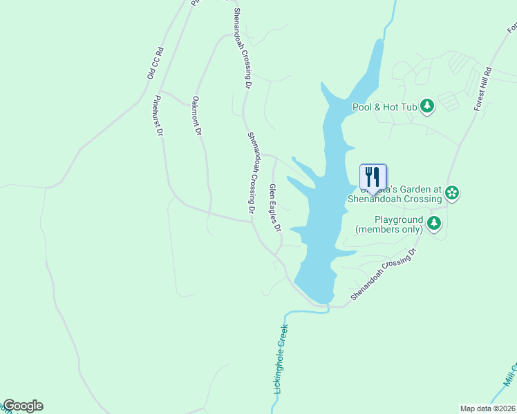 map of restaurants, bars, coffee shops, grocery stores, and more near 1360 Shenandoah Crossing Drive in Gordonsville