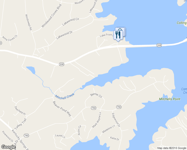 map of restaurants, bars, coffee shops, grocery stores, and more near 2738 New Bridge Road in Mineral