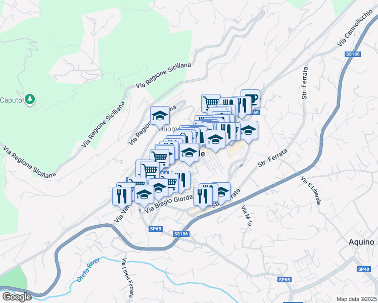 map of restaurants, bars, coffee shops, grocery stores, and more near in Monreale