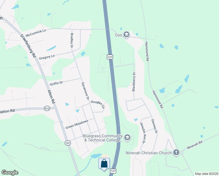 map of restaurants, bars, coffee shops, grocery stores, and more near 1241 Berdine Way in Lawrenceburg