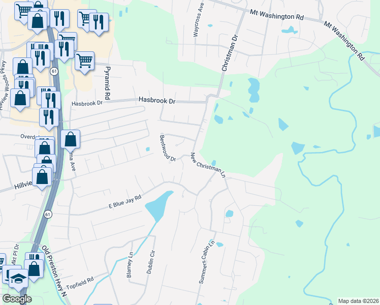 map of restaurants, bars, coffee shops, grocery stores, and more near 221 Cr-1580D-10 in Shepherdsville