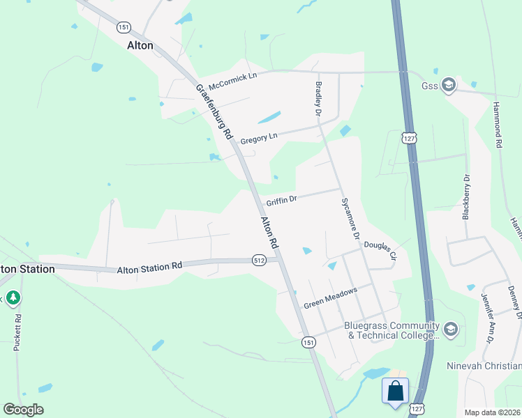 map of restaurants, bars, coffee shops, grocery stores, and more near 1631 Alton Road in Lawrenceburg