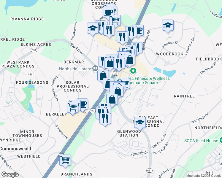 map of restaurants, bars, coffee shops, grocery stores, and more near in 