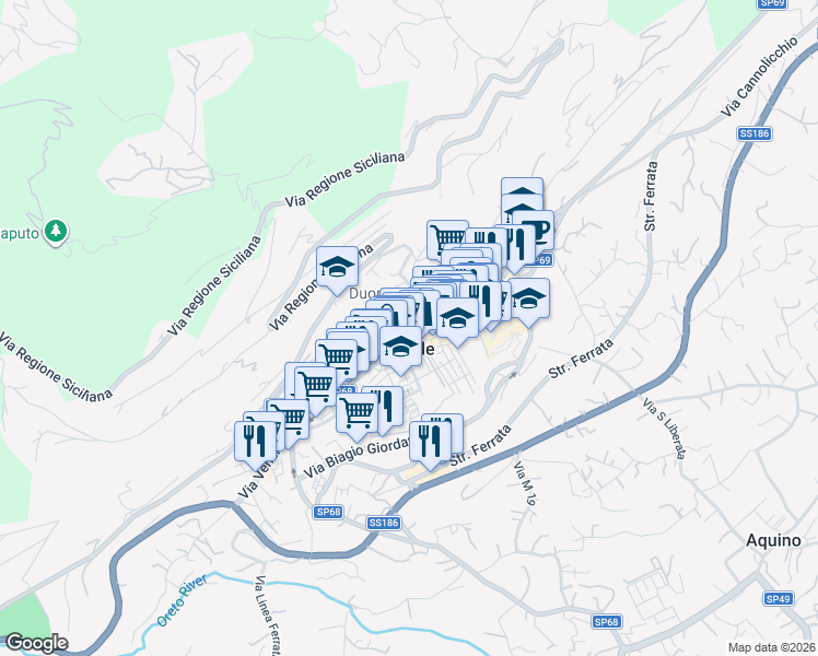 map of restaurants, bars, coffee shops, grocery stores, and more near in Monreale