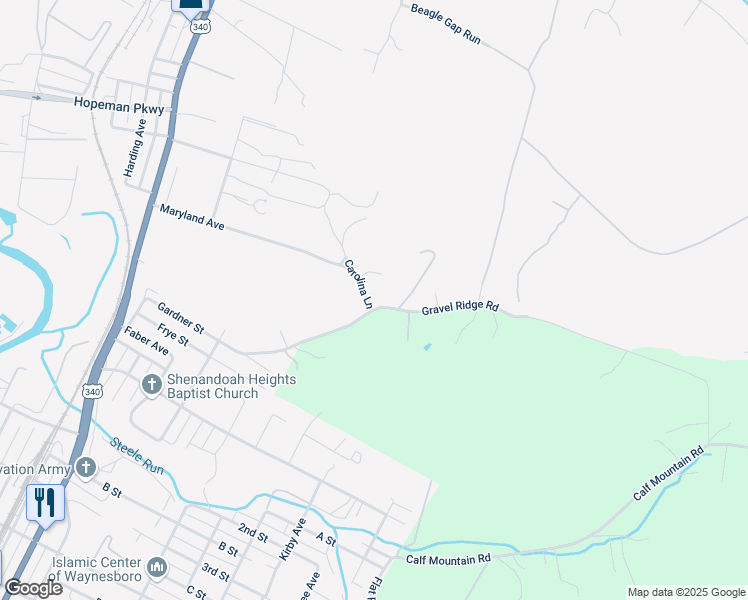 map of restaurants, bars, coffee shops, grocery stores, and more near 198 Gravel Ridge Road in Waynesboro