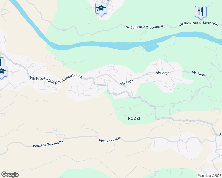 map of restaurants, bars, coffee shops, grocery stores, and more near 79 Via Armo in Reggio Calabria
