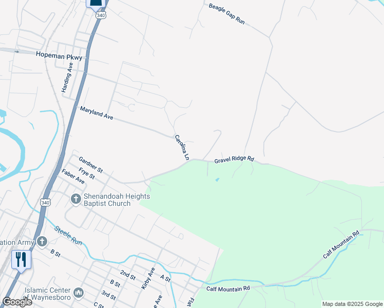 map of restaurants, bars, coffee shops, grocery stores, and more near 198 Gravel Ridge Road in Waynesboro
