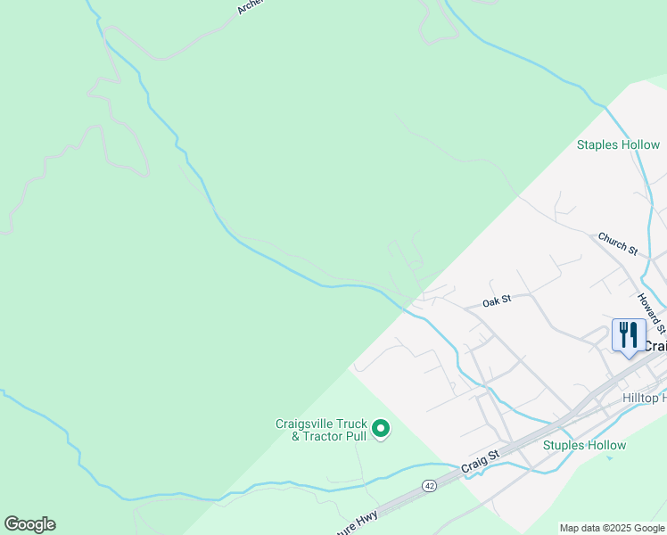 map of restaurants, bars, coffee shops, grocery stores, and more near 291 Stuples Hollow Road in Craigsville