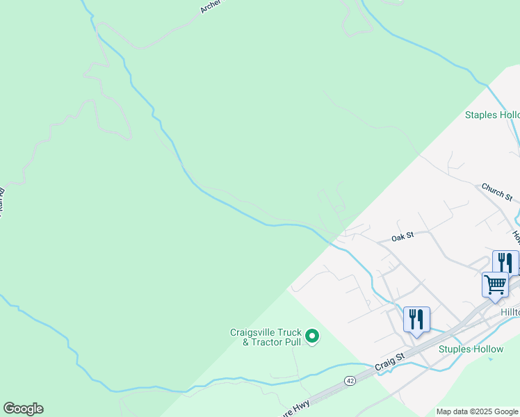 map of restaurants, bars, coffee shops, grocery stores, and more near Stuples Hollow Road in Craigsville