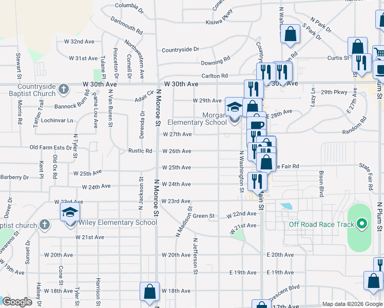 map of restaurants, bars, coffee shops, grocery stores, and more near 307 West 26th Avenue in Hutchinson