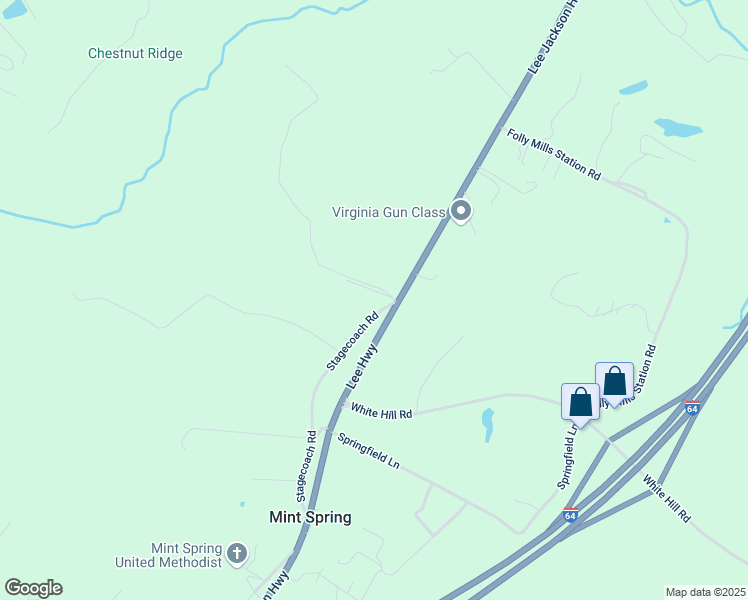 map of restaurants, bars, coffee shops, grocery stores, and more near 21 Stagecoach Rd in Staunton