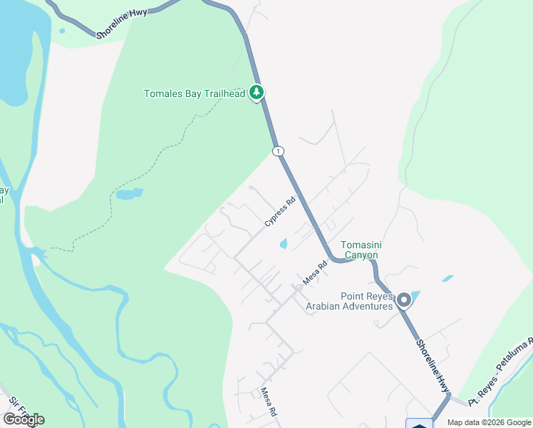 map of restaurants, bars, coffee shops, grocery stores, and more near 85 Cypress Road in Point Reyes Station