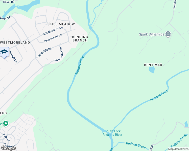 map of restaurants, bars, coffee shops, grocery stores, and more near 1701 Bentivar Dr in Charlottesville