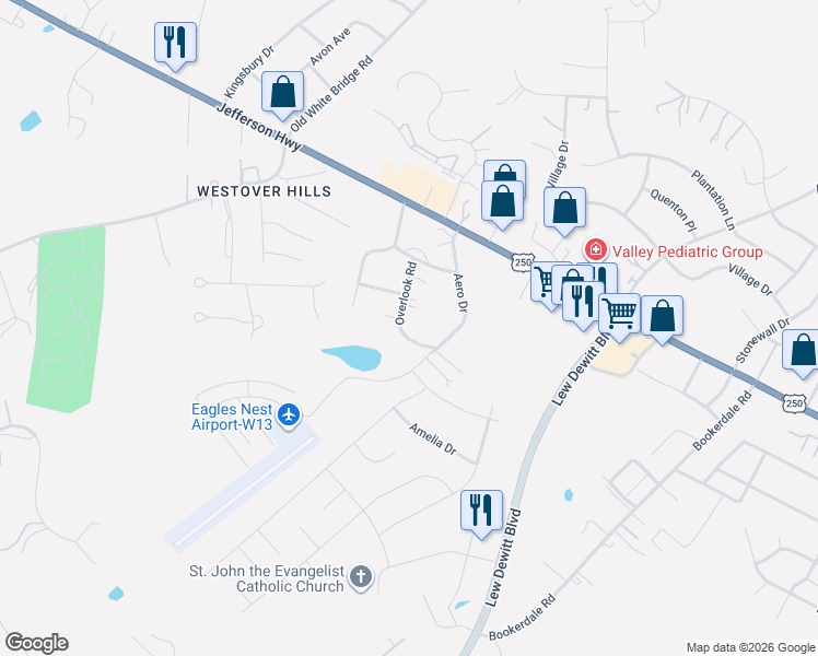map of restaurants, bars, coffee shops, grocery stores, and more near 119 Aero Drive in Waynesboro