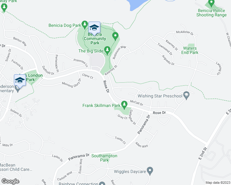 map of restaurants, bars, coffee shops, grocery stores, and more near 511 McCall Drive in Benicia