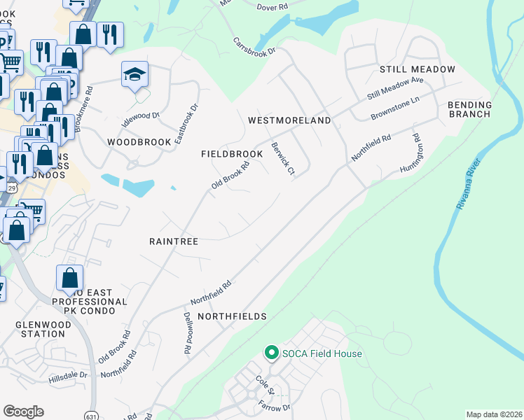 map of restaurants, bars, coffee shops, grocery stores, and more near 1209 Raintree Drive in Charlottesville