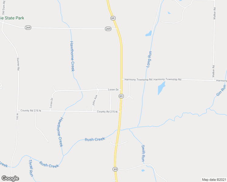 map of restaurants, bars, coffee shops, grocery stores, and more near 2900 John Avenue in New Harmony