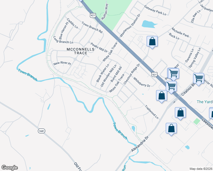 map of restaurants, bars, coffee shops, grocery stores, and more near 2729 Burnt Mill Road in Lexington