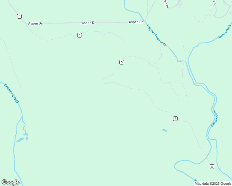 map of restaurants, bars, coffee shops, grocery stores, and more near 8935 County Road 5 in Ridgway