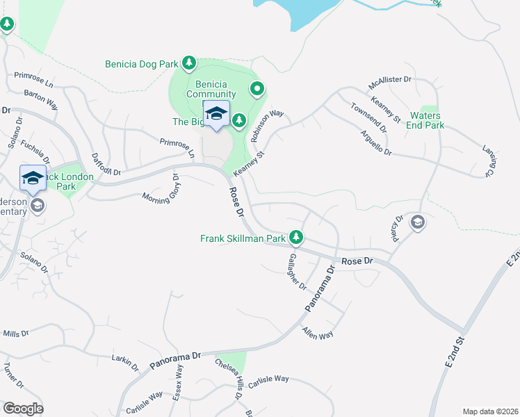 map of restaurants, bars, coffee shops, grocery stores, and more near 511 McCall Drive in Benicia