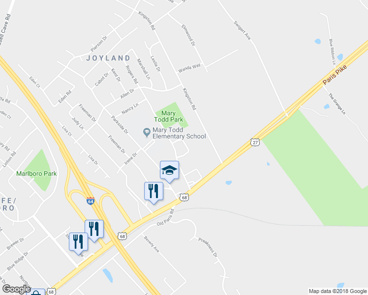 map of restaurants, bars, coffee shops, grocery stores, and more near 431 Rogers Road in Lexington