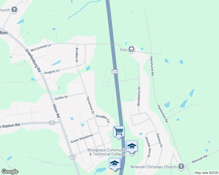 map of restaurants, bars, coffee shops, grocery stores, and more near 1210 Berdine Way in Lawrenceburg