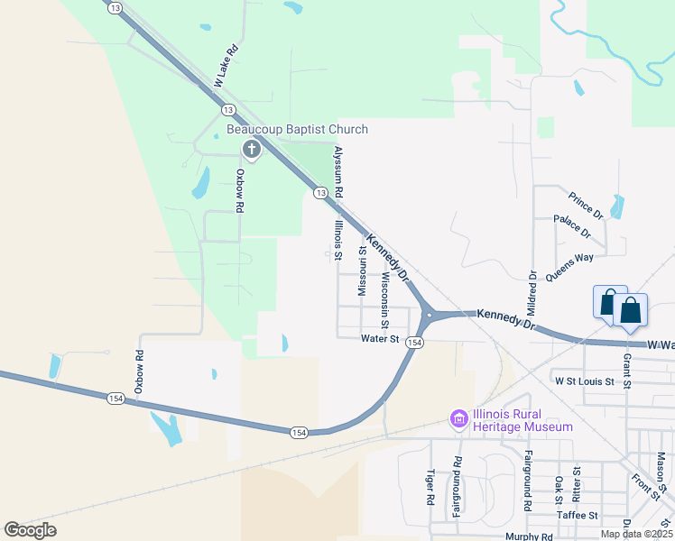 map of restaurants, bars, coffee shops, grocery stores, and more near 205 Illinois Street in Pinckneyville