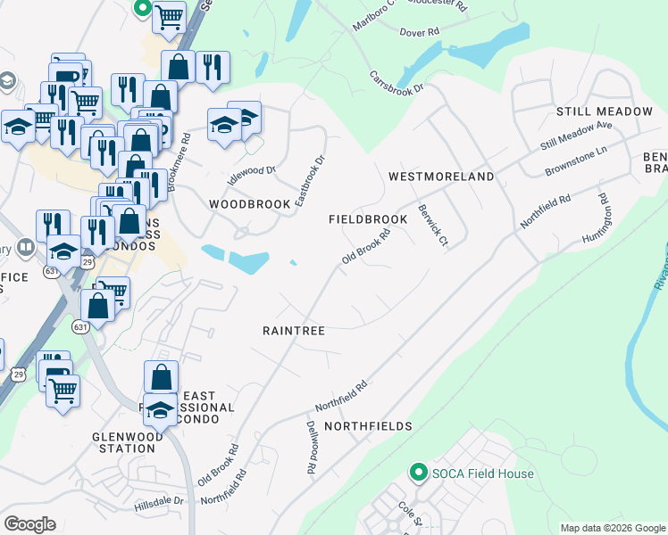 map of restaurants, bars, coffee shops, grocery stores, and more near 1666-1704 Old Brook Road in Charlottesville