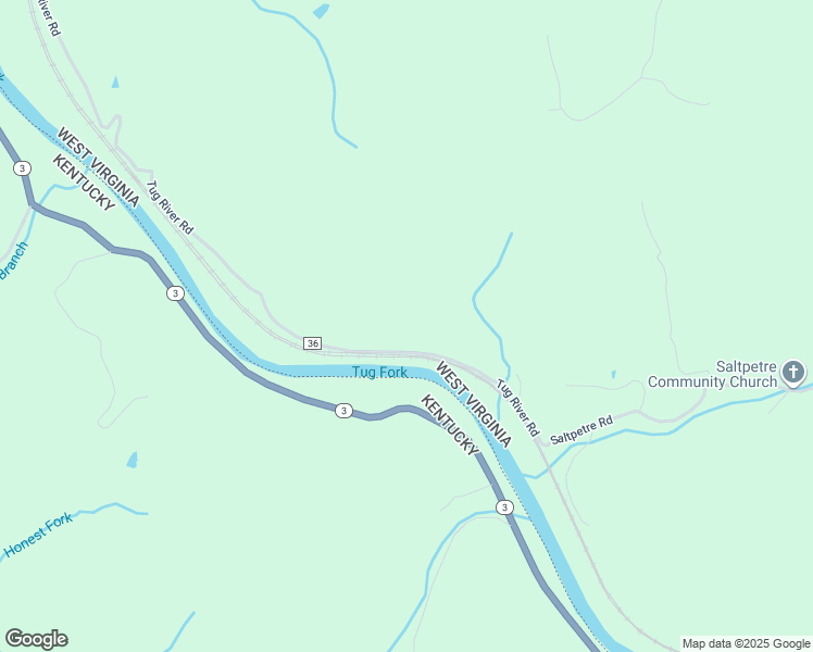 map of restaurants, bars, coffee shops, grocery stores, and more near Tug River Road in Fort Gay