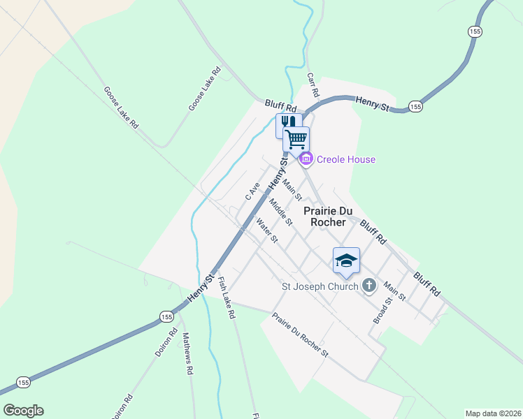 map of restaurants, bars, coffee shops, grocery stores, and more near 407 Henry Street in Prairie du Rocher