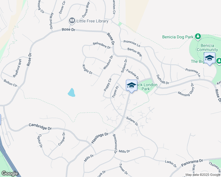 map of restaurants, bars, coffee shops, grocery stores, and more near 511 Solano Drive in Benicia
