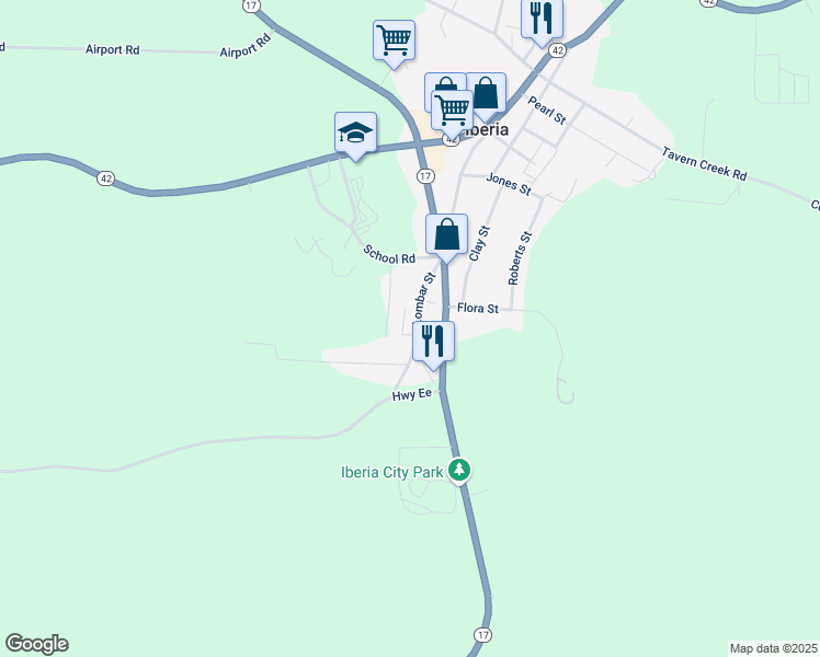 map of restaurants, bars, coffee shops, grocery stores, and more near 429 Lombar Street in Iberia