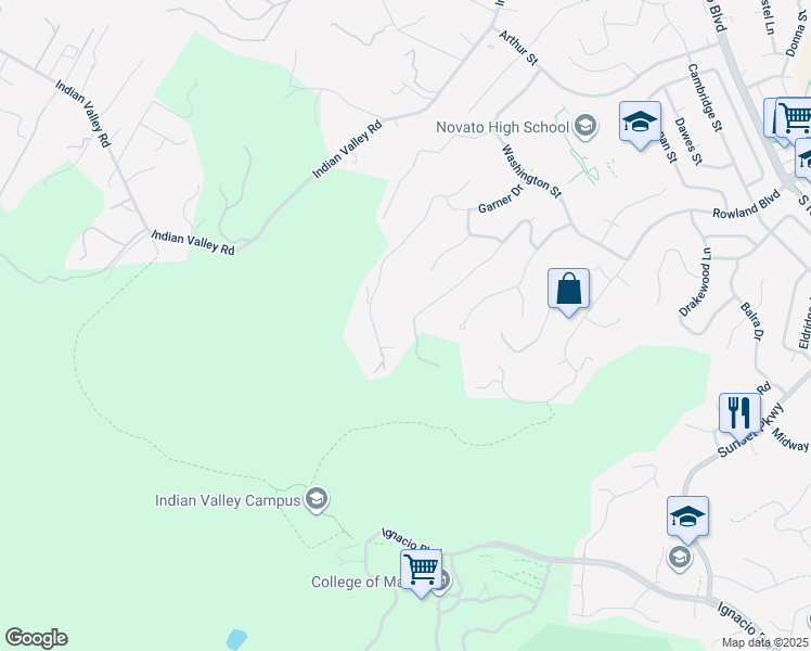 map of restaurants, bars, coffee shops, grocery stores, and more near 105 Truman Dr in Novato