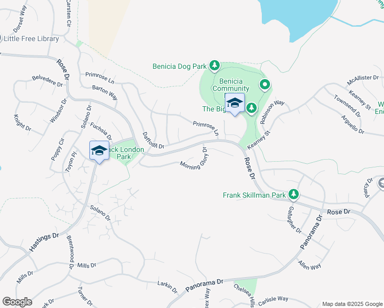 map of restaurants, bars, coffee shops, grocery stores, and more near 563 Lyon Court in Benicia