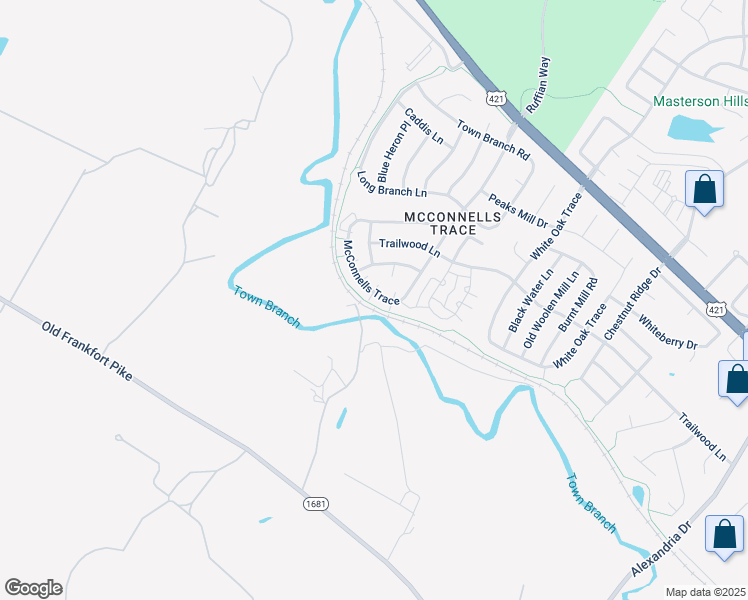 map of restaurants, bars, coffee shops, grocery stores, and more near 316 McConnells Trace in Lexington