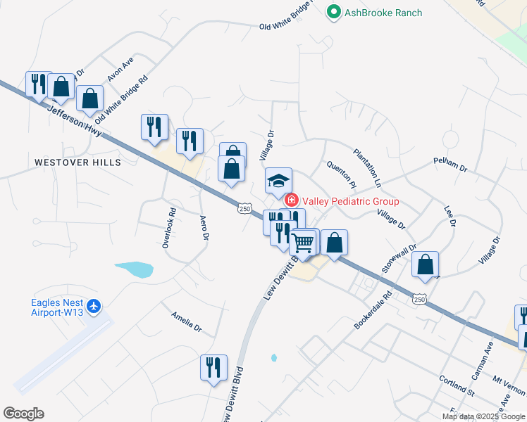 map of restaurants, bars, coffee shops, grocery stores, and more near 15 Boyington Boulevard in Waynesboro