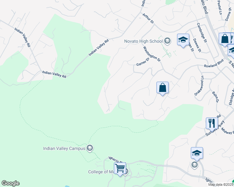 map of restaurants, bars, coffee shops, grocery stores, and more near 105 Truman Drive in Novato
