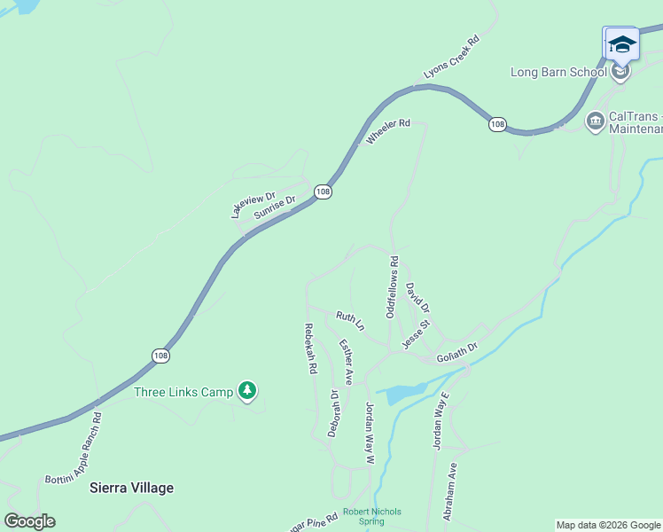 map of restaurants, bars, coffee shops, grocery stores, and more near 25477 Rebekah Road in Mi-Wuk Village