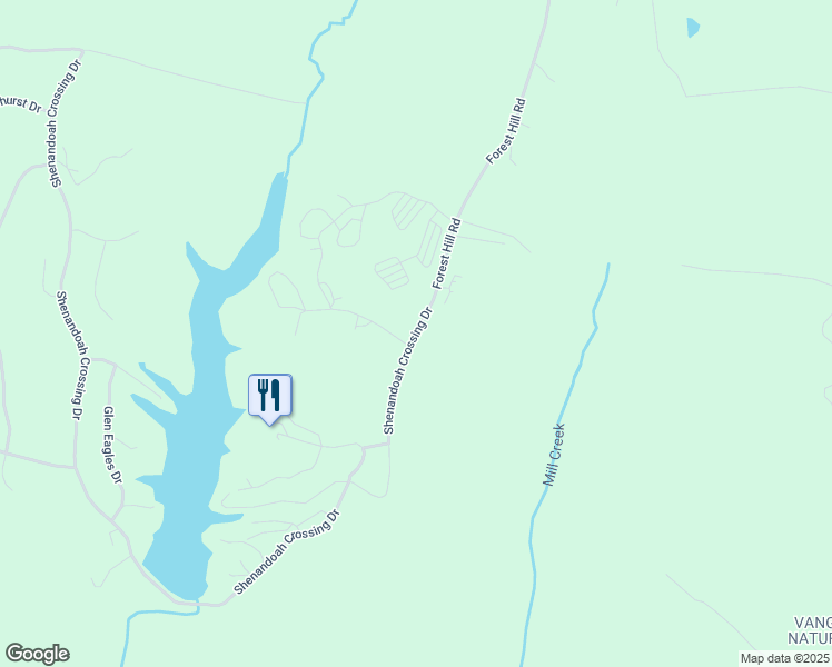 map of restaurants, bars, coffee shops, grocery stores, and more near Shenandoah Crossing Drive in Louisa County