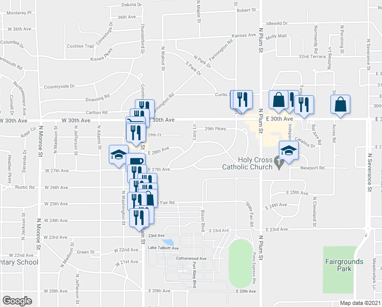 map of restaurants, bars, coffee shops, grocery stores, and more near 1-37 Circle Drive in Hutchinson