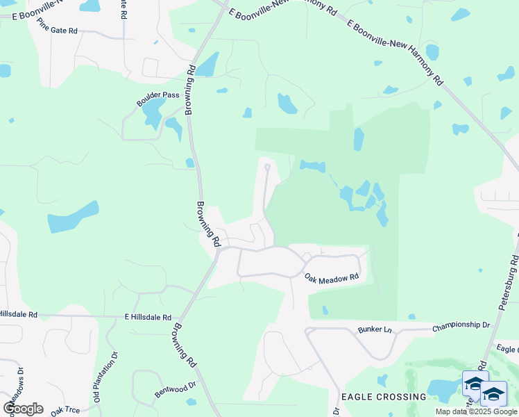 map of restaurants, bars, coffee shops, grocery stores, and more near 11634-11718 Oak Meadow Road in Evansville
