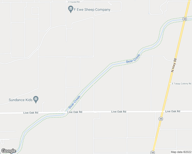map of restaurants, bars, coffee shops, grocery stores, and more near Bear Creek in Stockton